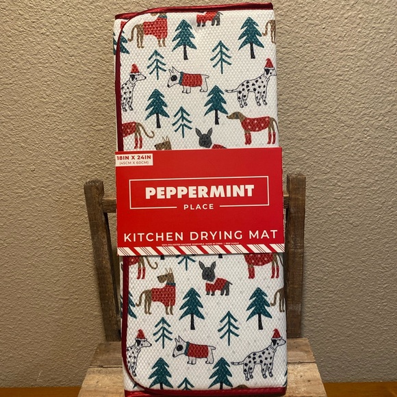 Christmas Dogs Dish Drying Mat, Dog Themed Dish Drying Mat, Christmas Decor - Picture 2 of 11